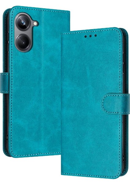 Realme 10 Pro 5g Saf Renk Pu Deri Kickstand ile Flip Case (Yurt Dışından)