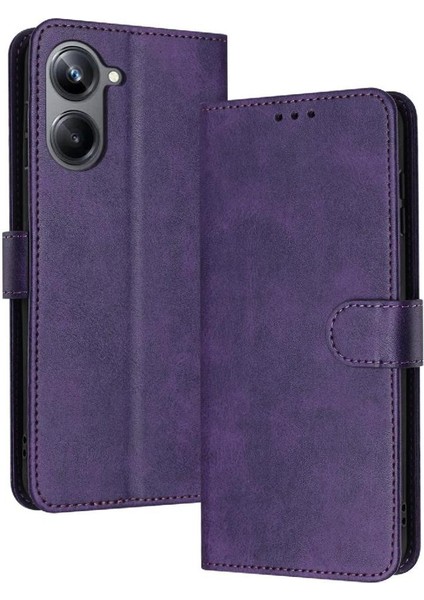Realme 10 Pro 5g Saf Renk Pu Deri Kickstand ile Flip Case (Yurt Dışından)
