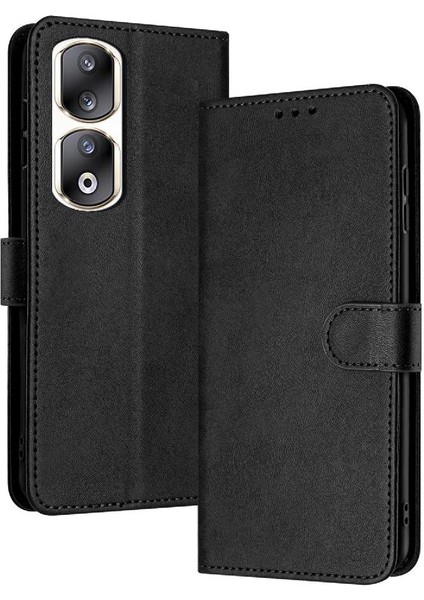 Kart Yuvası ile Toka Pu Deri ile Onur 90 Pro Için Flip Case Saf (Yurt Dışından)