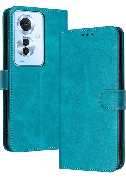 Kart Yuvası Saf Renk Pu ile Toka ile Oppo Oppo 11F 5g Için Flip Case (Yurt Dışından)