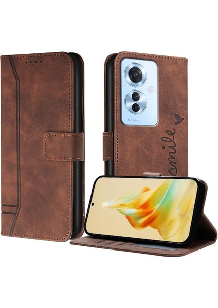 Oppo Phone 11F El Kayışı Için Telefon Kılıfı Pu Deri Flip Folio Cüzdan Kart (Yurt Dışından)