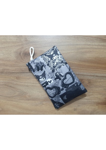 Kuromi Gothic Siyah Aesthetic Desenli Tasarım Bez Kalemlik-Cüzdan