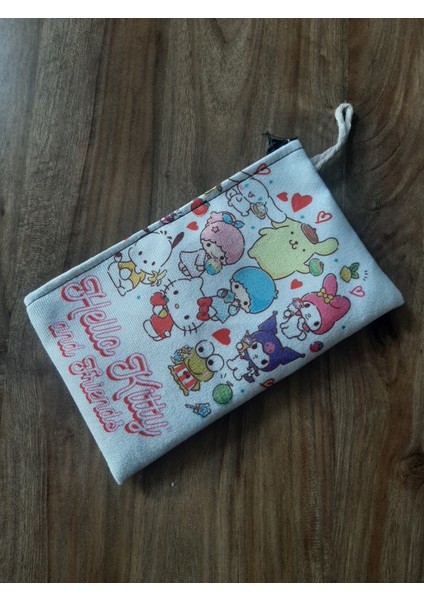 Sanrio Karakterleri Hello Kity And Friends Beyaz Desenli Tasarım Kalaemlik - Cüzdan