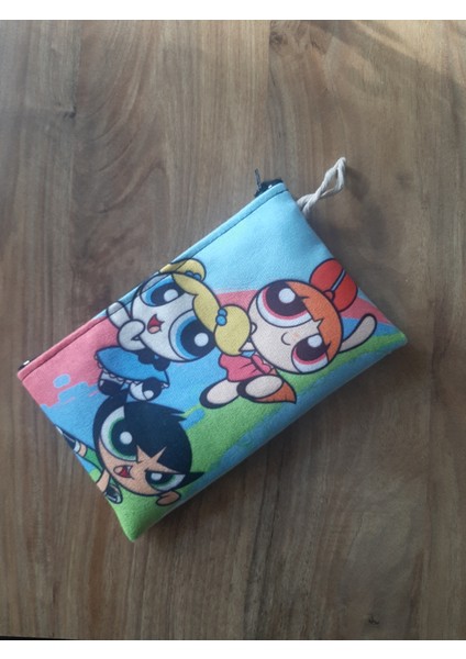 Powe Puff Girls Mavi Desenli Tasarım Kalaemlik - Cüzdan