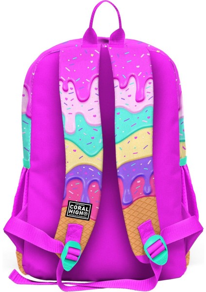 Kids Pembe Rengarenk Dondurma Desenli Okul Sırt Çantası T23731