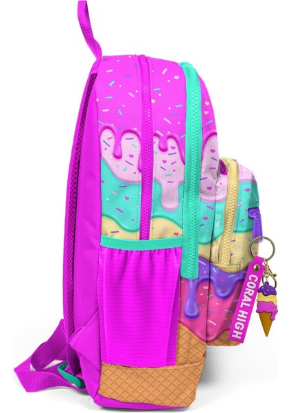 Kids Pembe Rengarenk Dondurma Desenli Okul Sırt Çantası T23731
