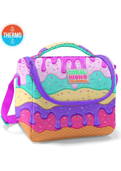 Kids Rengarenk Dondurma Desenli Pembe Çekçekli 3'lü Çanta Seti 3Set 23931 fiyatları