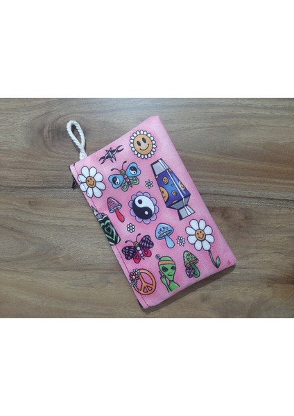 Aesthetic Tattoo Figüres Desenli Tasarım Bez Kalemlik-Cüzdan