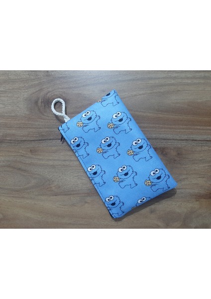 Kurabiye Canavarı Desenli Tasarım Bez Kalemlik-Cüzdan