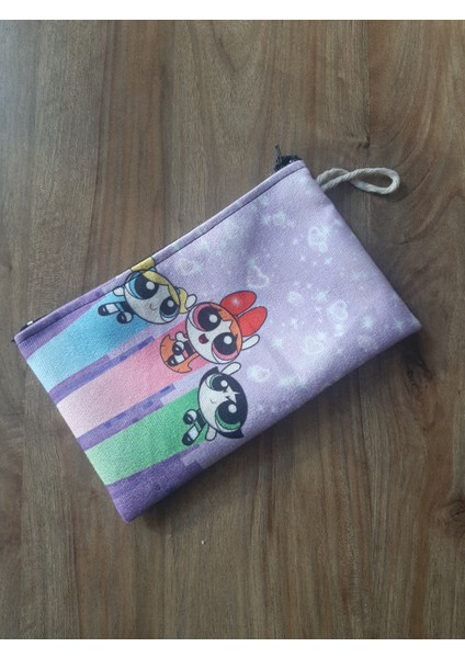 Power Puff Girls Uçuşan Kalpler Desenli Tasarım Kalaemlik - Cüzdan