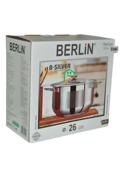 Tutku Berlin Silver 26X16 cm Derin Çelik Tencere