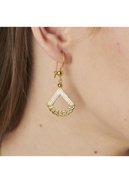 Üçgen Model Taşlı Küpe modelleri