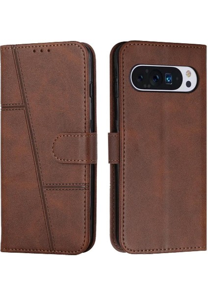 Google Piksel 9 Kart Ekleme Kickstand Tam Koruma Pu Için Flip Case (Yurt Dışından)