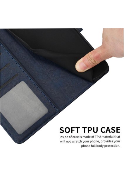 Toka ile IPhone 16 Pro Pu Deri Saf Renk Kickstand Için Flip Case (Yurt Dışından)