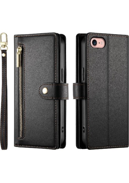 IPhone 7/8 Bilek Kayışı Cüzdan Bölmesi Çok Fonksiyonlu Flip Case (Yurt Dışından)