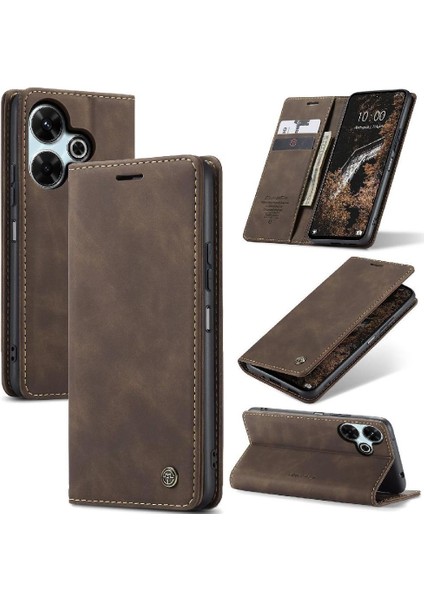 Xiaomi Redmi Için Flip Case 13 4g Manyetik Kapatma Darbeye Vaka Kart Pu (Yurt Dışından)