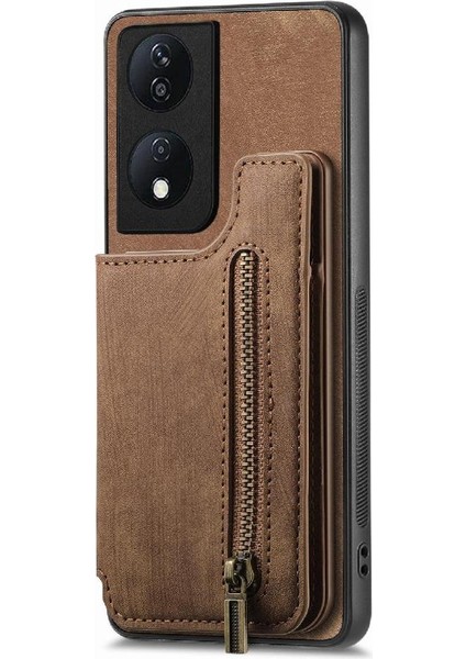 Onur X7B Için Kılıf Katlanabilir Arka Kapak Standı Fonksiyonu Vintage Fermuar Cüzdan (Yurt Dışından) fırsatları