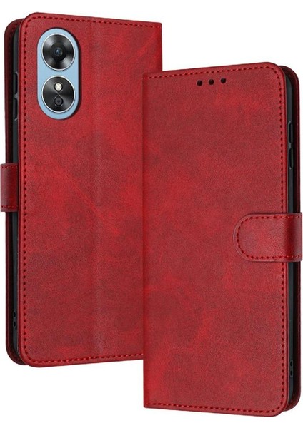 Kart Yuvası Kickstand Pu Saf Toka ile Oppo A17/A17K Için Flip Case (Yurt Dışından)