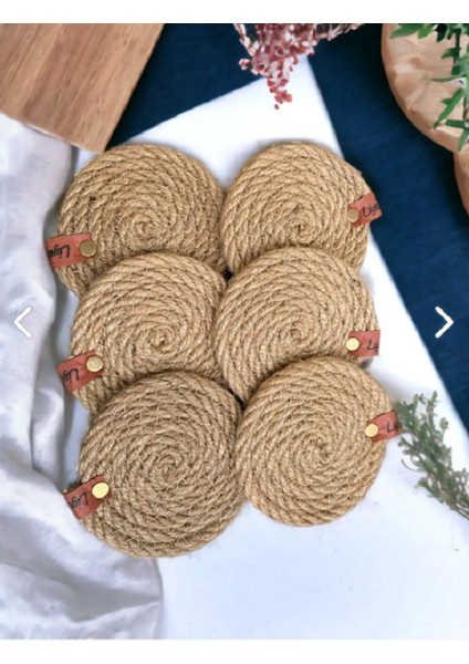 6'lı Set Hasır Bardak Altlığı -Dekoratif Altlık - Mum, Bardak Altlık - Masa Dekorasyonu- Jute Rope fiyatları