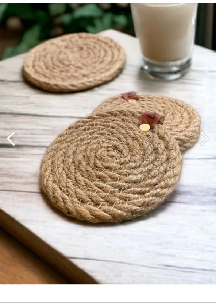 6'lı Set Hasır Bardak Altlığı -Dekoratif Altlık - Mum, Bardak Altlık - Masa Dekorasyonu- Jute Rope modelleri