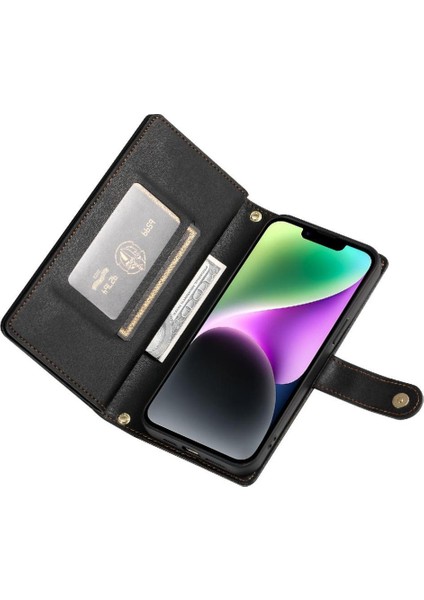 IPhone 14 Bilek Kayışı Kickstand Çok Fonksiyonlu Kart Yuvaları Için Flip Case (Yurt Dışından) fırsatları