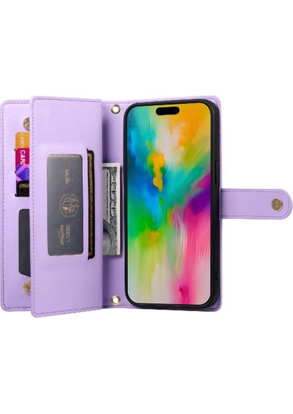 IPhone 16 Için Flip Case Pro Max Çok Fonksiyonlu Kart Yuvaları Bilek Kayışı (Yurt Dışından)