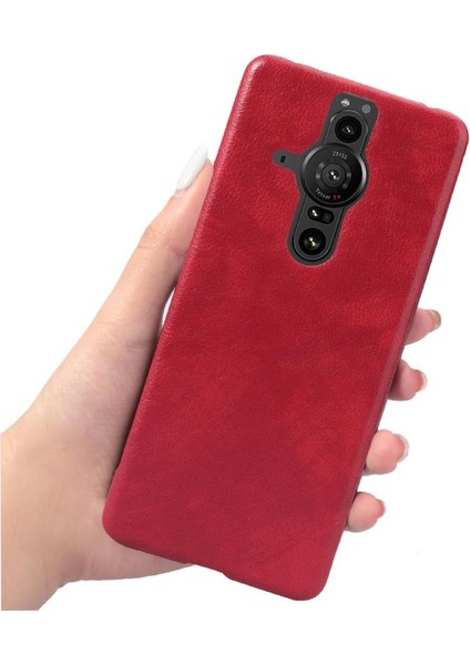 Sony Xperia Pro-I Koruyucu Kapak Için Retro Kılıf Lychee Desen Retro (Yurt Dışından) modelleri