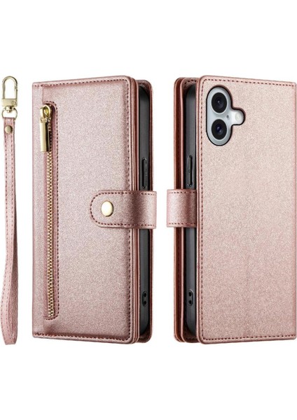 IPhone 16 Için Flip Case Artı Çok Fonksiyonlu Kart Yuvaları Kickstand Cüzdan (Yurt Dışından)