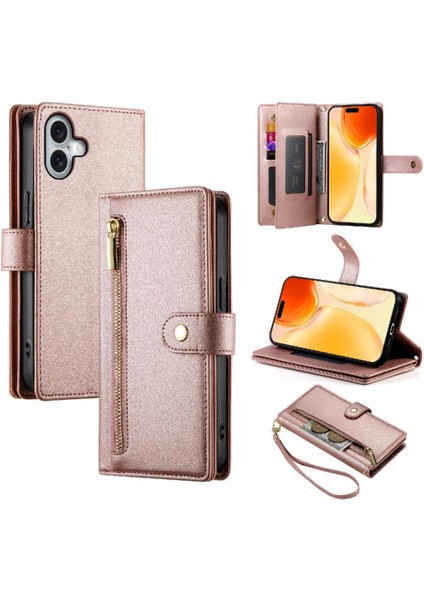 IPhone 16 Için Flip Case Artı Çok Fonksiyonlu Kart Yuvaları Kickstand Cüzdan (Yurt Dışından)