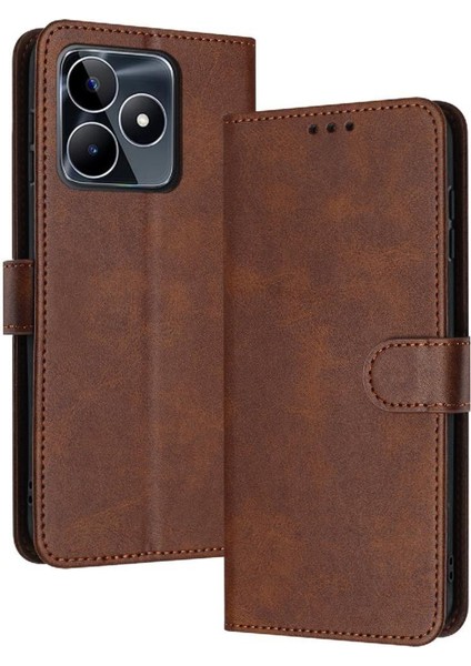 Kart Yuvası Saf Renk ile Realme C51 4g Pu Deri Için Flip Case (Yurt Dışından)