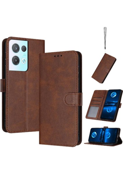 Oppo Için Flip Case Buckle 8 Pro 5g Saf Renk Toka ile Kart Yuvası ile Pu (Yurt Dışından)