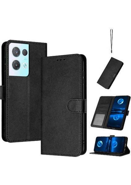 Oppo Için Flip Case Buckle 8 Pro 5g Saf Renk Toka ile Kart Yuvası ile Pu (Yurt Dışından)