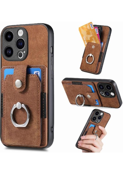 IPhone 15 Için Kılıf Pro Max Standı Halka Tutucu Crad Yuvası Manyetik Araç Montaj (Yurt Dışından)