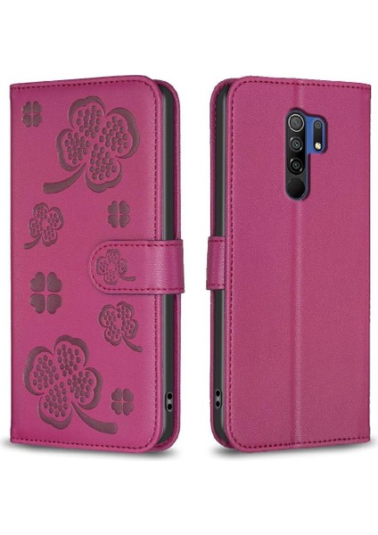 Xiaomi Redmi 9 Çok Renkli Pu Deri Yonca Çiçek Cüzdan Için Flip Case (Yurt Dışından)