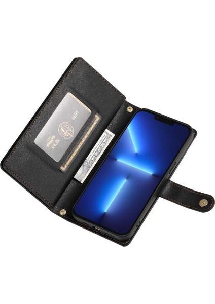 IPhone 13 Için Flip Case Pro Max Kickstand Çok Fonksiyonlu Kart Yuvaları Bilek (Yurt Dışından)