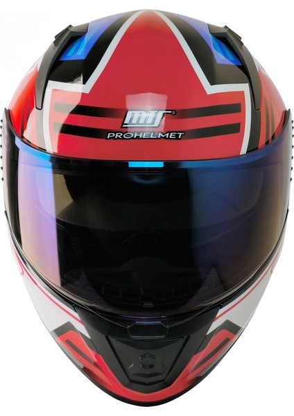 Mts M-801 Thanos Mavi-Beyaz Güneş Vizörlü Kask (Mavi Camlı)