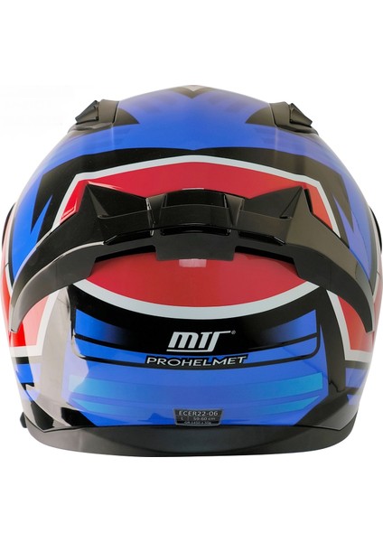 Mts M-801 Thanos Mavi-Beyaz Güneş Vizörlü Kask (Mavi Camlı)