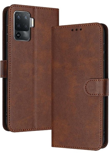 Mays Boutique Oppo A94 4g/buckle 5 Lite Kickstand Saf Renk Toka ile Flip Case (Yurt Dışından)