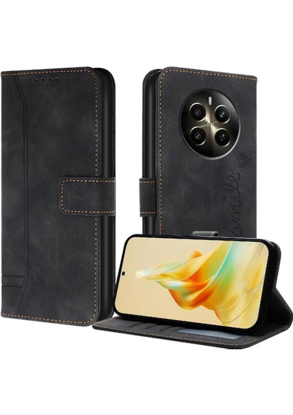 Realme 12 Artı Flip Folio Cüzdan Için Telefon Kılıfı El Kayışı Manyetik Pu (Yurt Dışından)