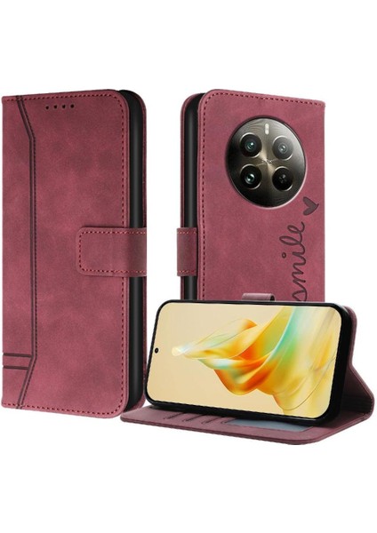 Mays Boutique Realme 12 Pro Artı Flip Folio Cüzdan Için Telefon Kılıfı El Kayışı Kart Yuvaları (Yurt Dışından)