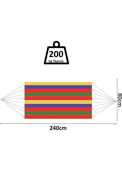 Tek Kişilik 240X80CM Çantalı Kanvas Hamak Çantalı