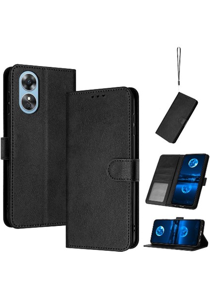 Pu ile Kart Yuvası Saf Renk Kickstand ile Oppo A78 4g Için Flip Case (Yurt Dışından)