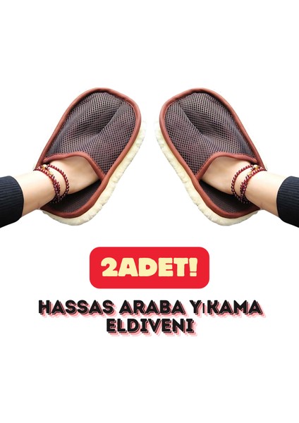 2 Adet Çok Işlevli Hassas Etkili Pratik Yünlü Araba Cam Yıkama Eldiveni