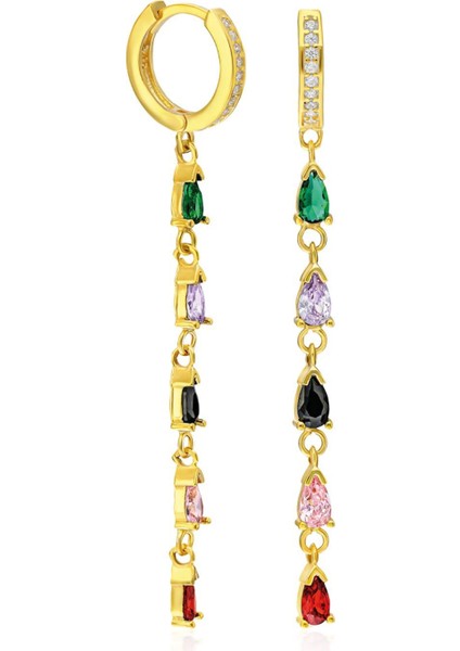 Renkli Taşlı Sarkıt Küpeler