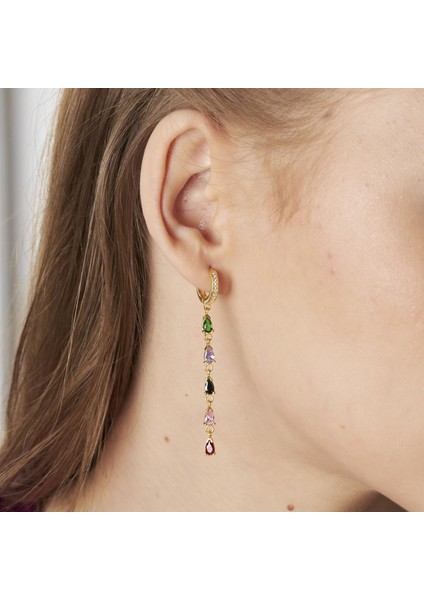 Renkli Taşlı Sarkıt Küpeler modelleri