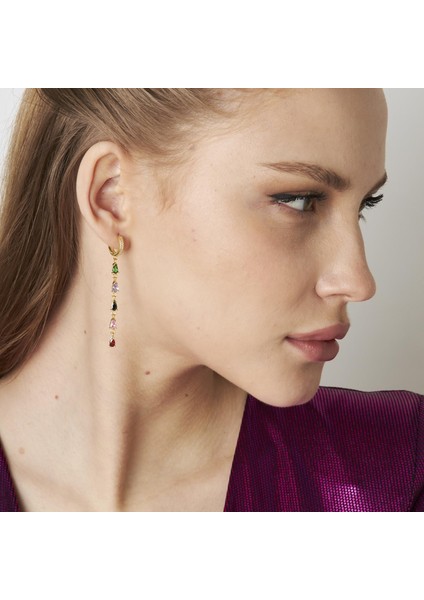 Renkli Taşlı Sarkıt Küpeler indirimleri