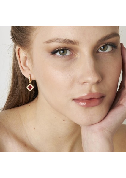 Renkli Taşlı Yonca Küpe indirimleri