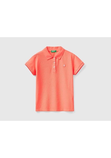 Kız Çocuk Mercan Logolu Pike Polo T-Shirt