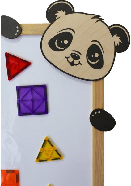 Sevimli Panda Ahşap Manyetik Yazı Tahtası - 95 x 80 cm Ebat - Manyetik Oyuncaklar Ile Uyumlu