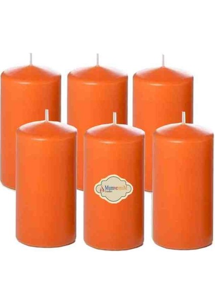 Iv Candles Homedecor 6'lı Turuncu Bar Mum